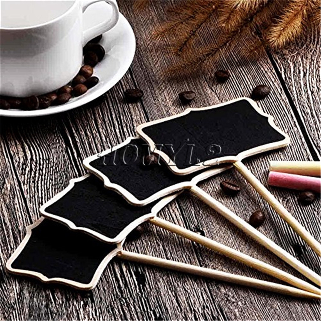 10x Wooden Blackboard Chalkboard with Stick Plant Price Tag Shopee