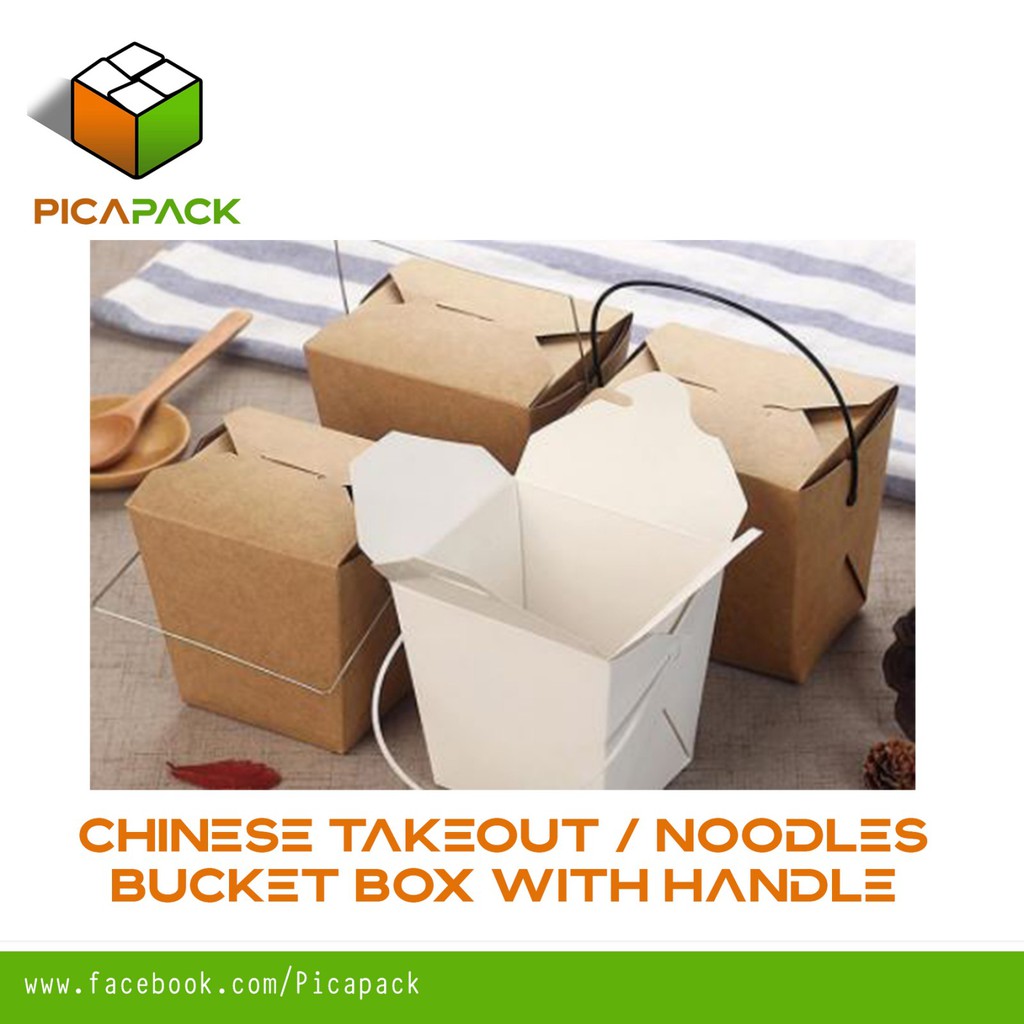 10pcs Rice in a Box with Handle / Chinese Takeout box handle Noodles