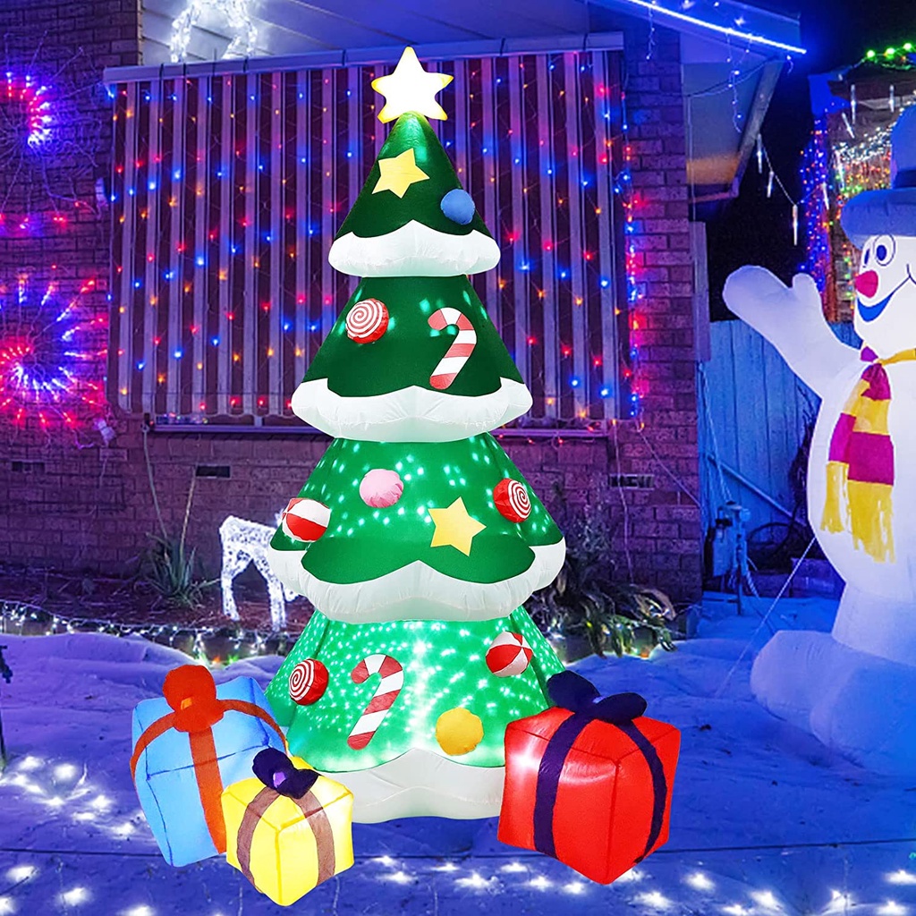 7FT LED Inflatable Christmas Tree with Rotating Snow Light Effects