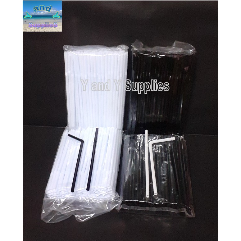 Bending Straw White and Black 100's, Plastic Shopee Philippines