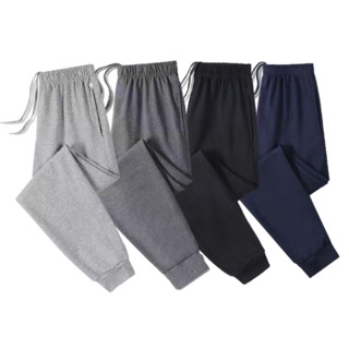 Unisex Plain Cotton Jogger Pants Makapal Tela with zippers #2