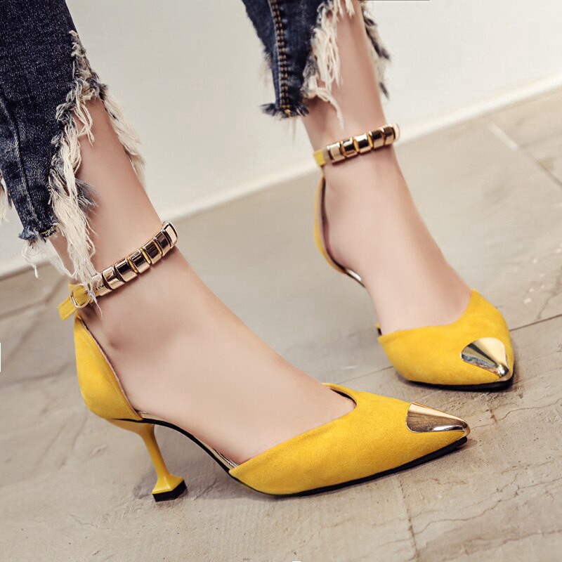 yellow high shoes