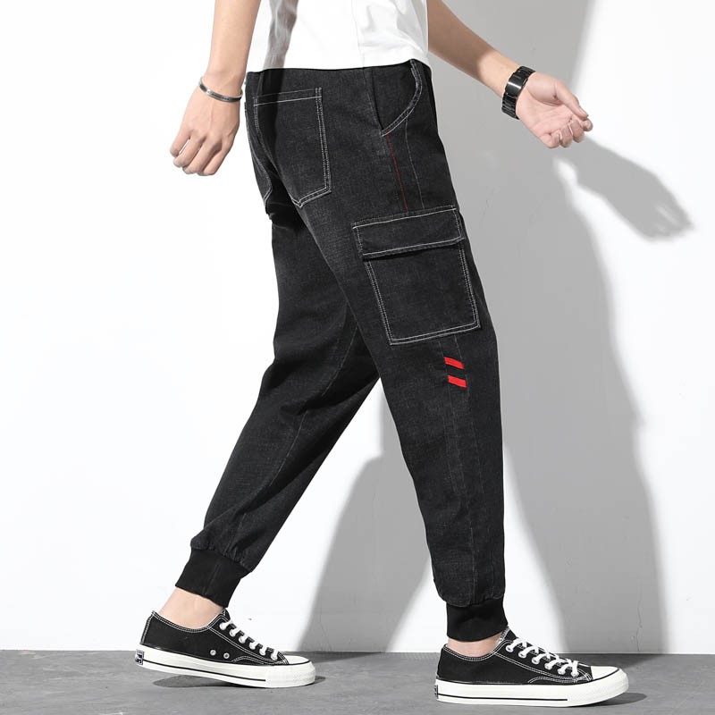 cargo denim joggers