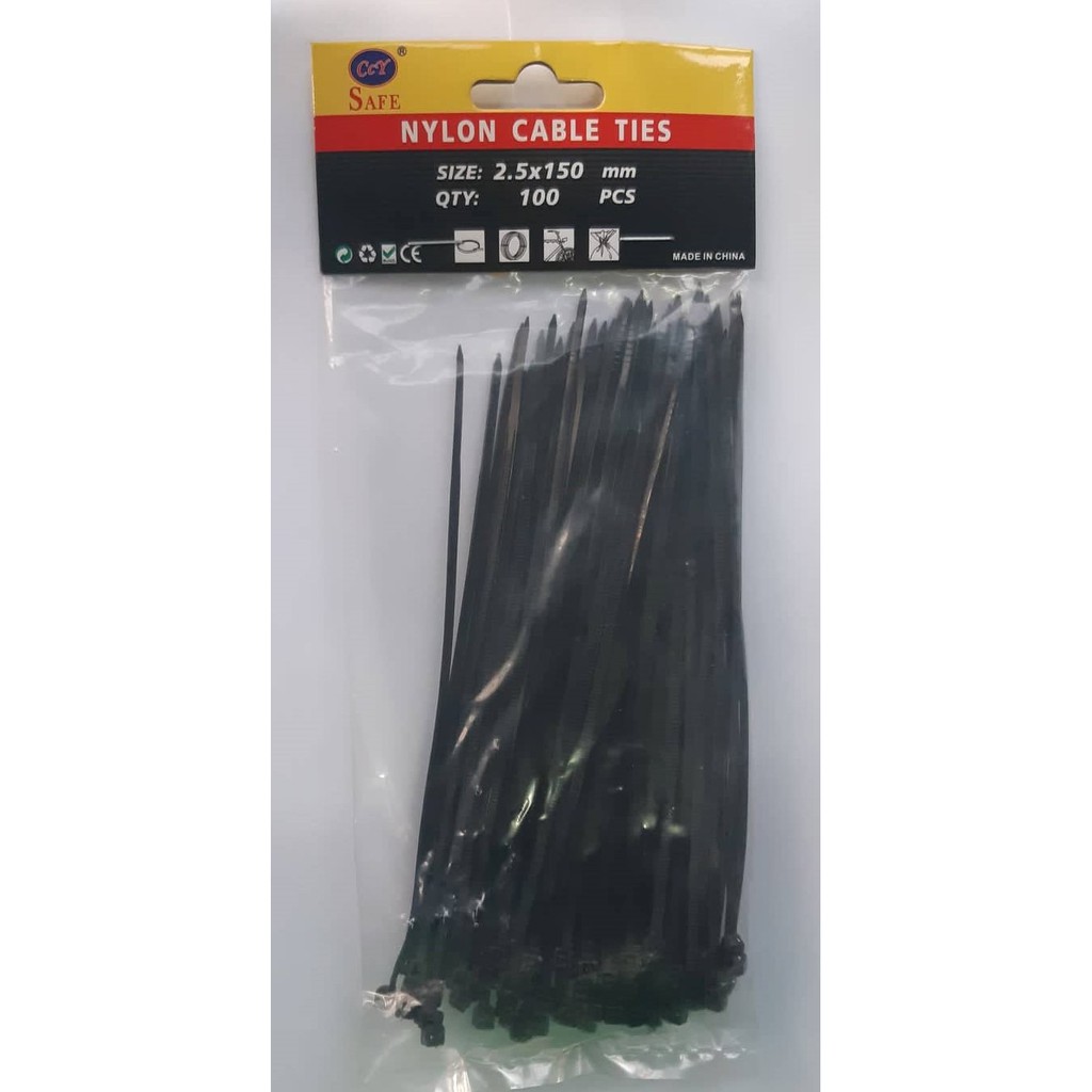 100PCS 2.5*150mm Self-locking Nylon Plastic Cable Ties Zip Wraps 10 Colors Mixed