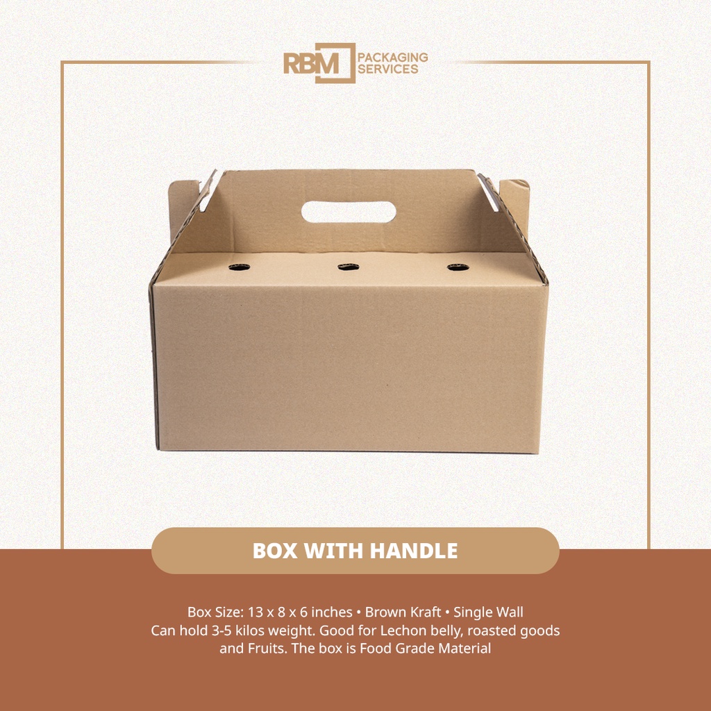 Corrugated Diecut box with handle Lechon Belly Box 13x8x6 inches