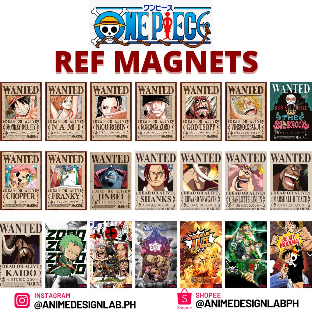 Cod One Piece Wanted Poster And Characters Ref Magnet Shopee Philippines