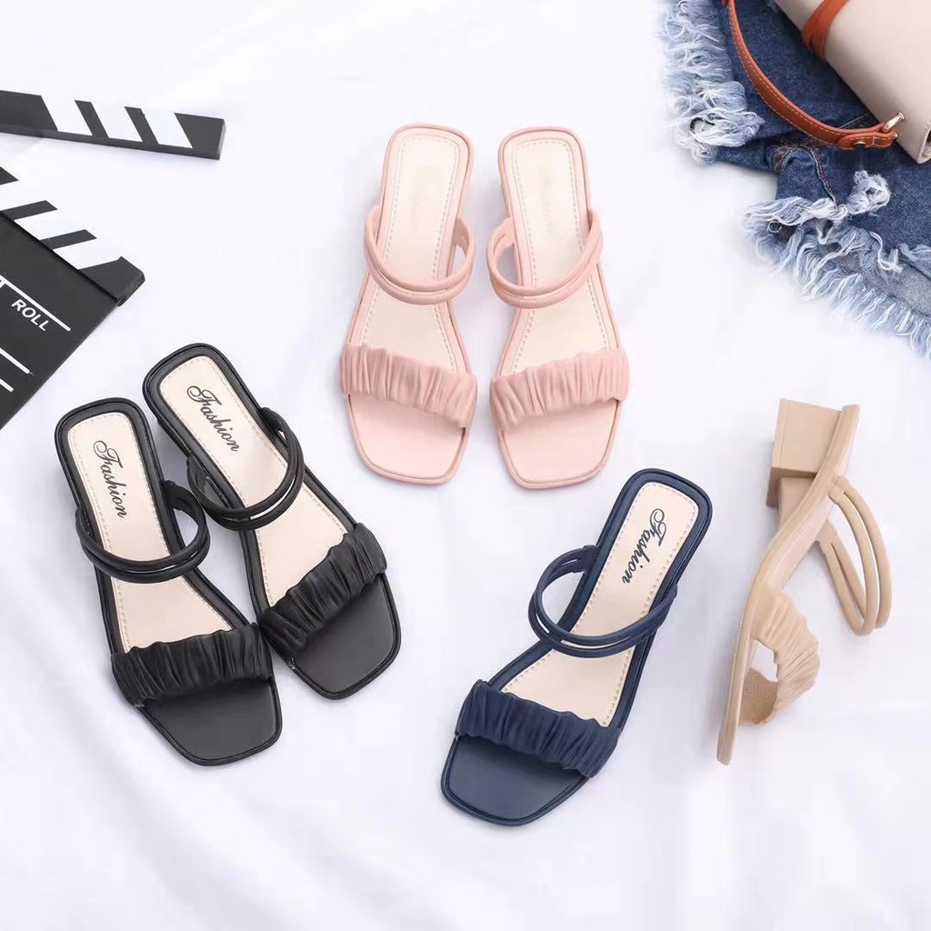 【LaLa】Korean rubber High 2 inch Heels Sandals | Shopee Philippines