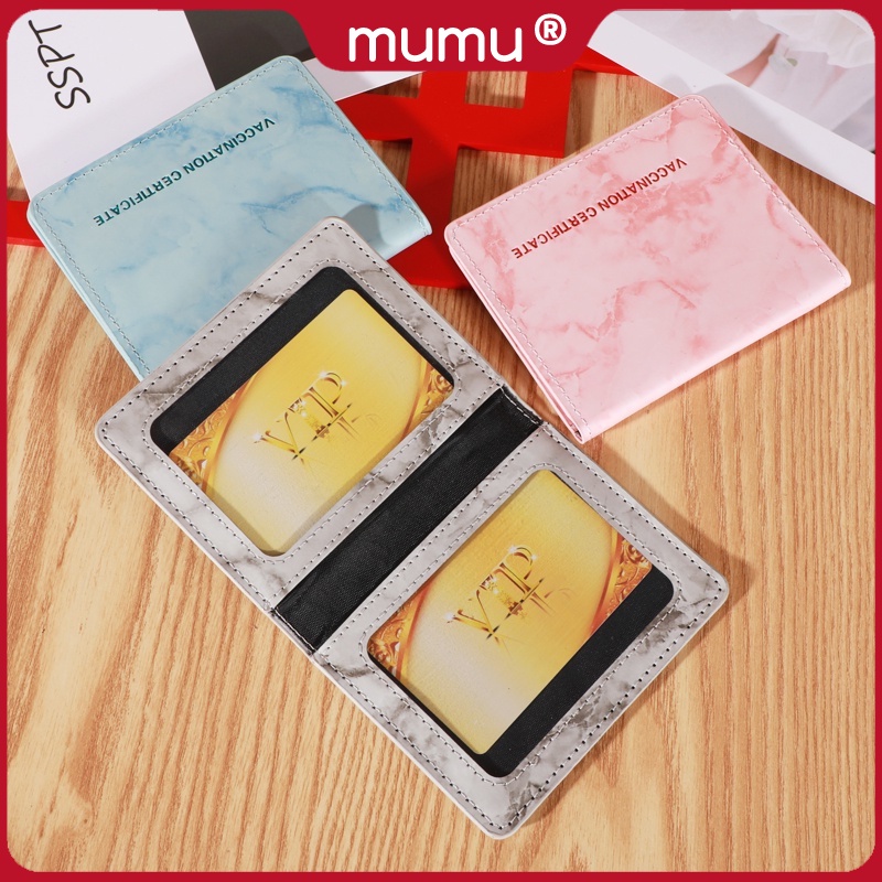 Mumu 1026 High Quality Leather Vaccine Card Holder For Women Men 
