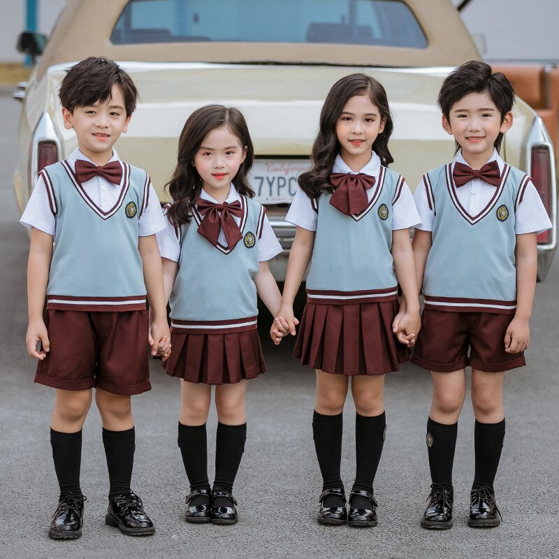 Kid Korean Japanese School Uniform for Girls Boy Turn Down Coallr Shirt ...
