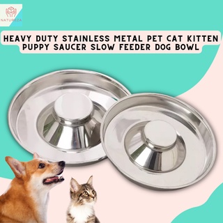 Heavy Duty Stainless Metal Pet Dog Puppy Cat Kitten Puppy Saucer Slow Feeder Dog Bowl