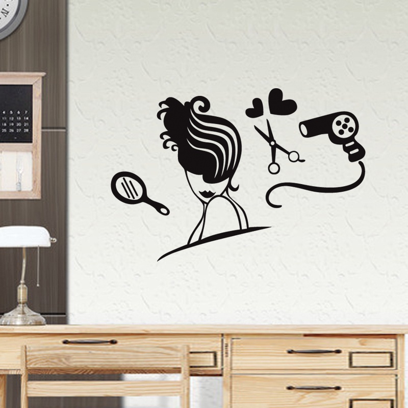 Hairdresser Sex Girls Lady Hair Salon Name Wall Sticker Hair Cutting Wall  Decal Hairdressing Shop | Shopee Philippines