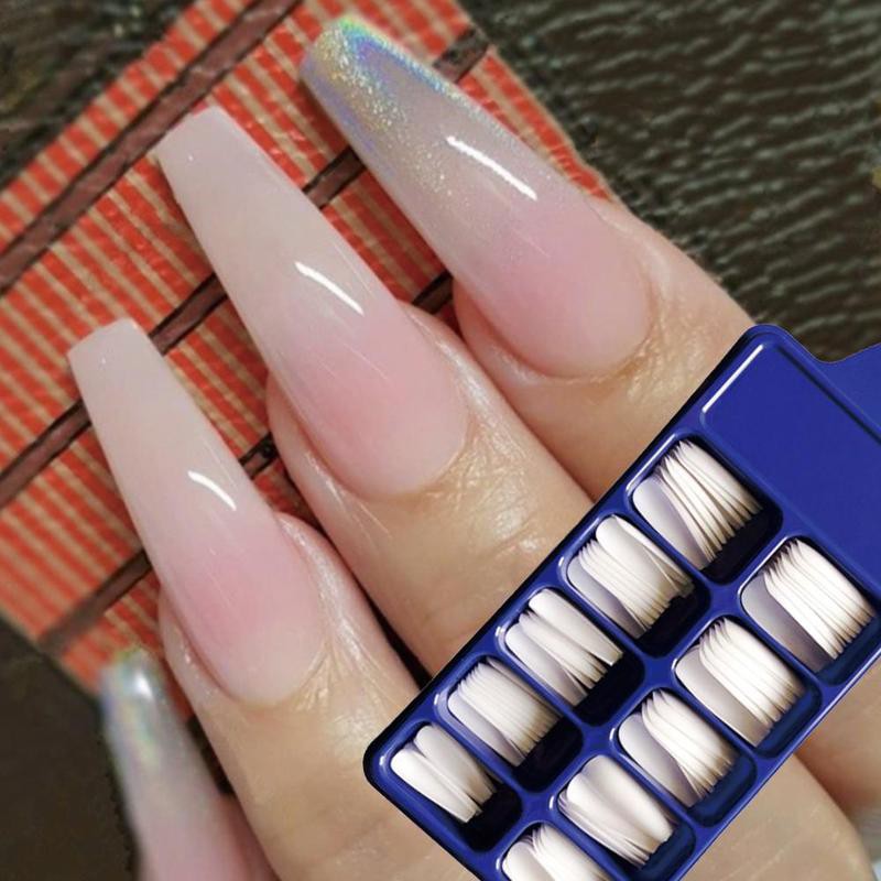 Capsule False Nail Tips Fake Half Acrylic Transparent 100pcs With Box Ongle Shopee Philippines