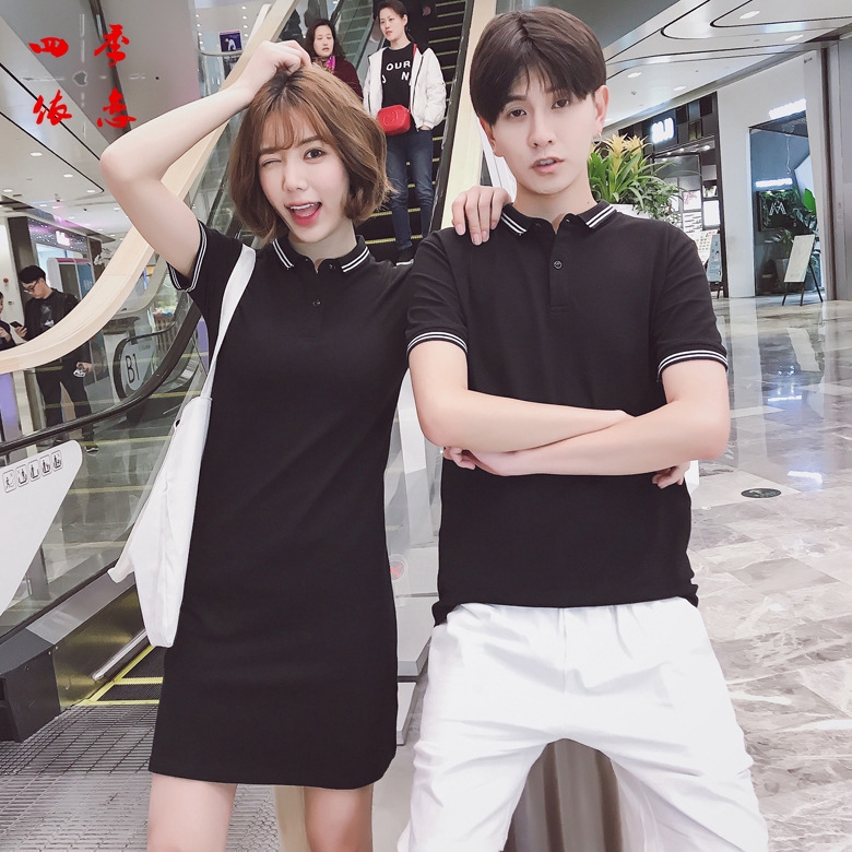 couple polo shirt and dress