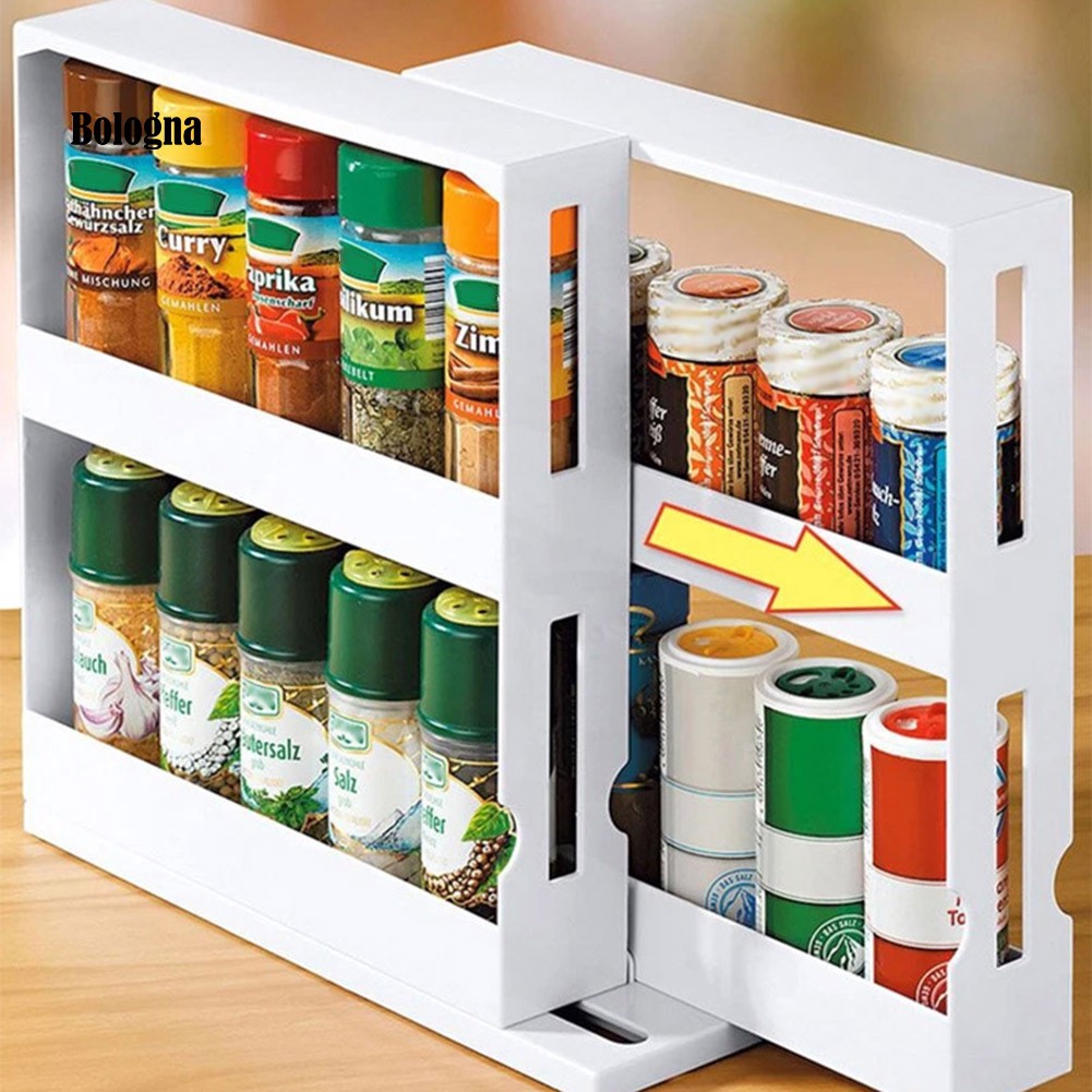 Kitchen Spice Box Organizer Shelf Cabinet Jar Bottle Holder Sliding ...