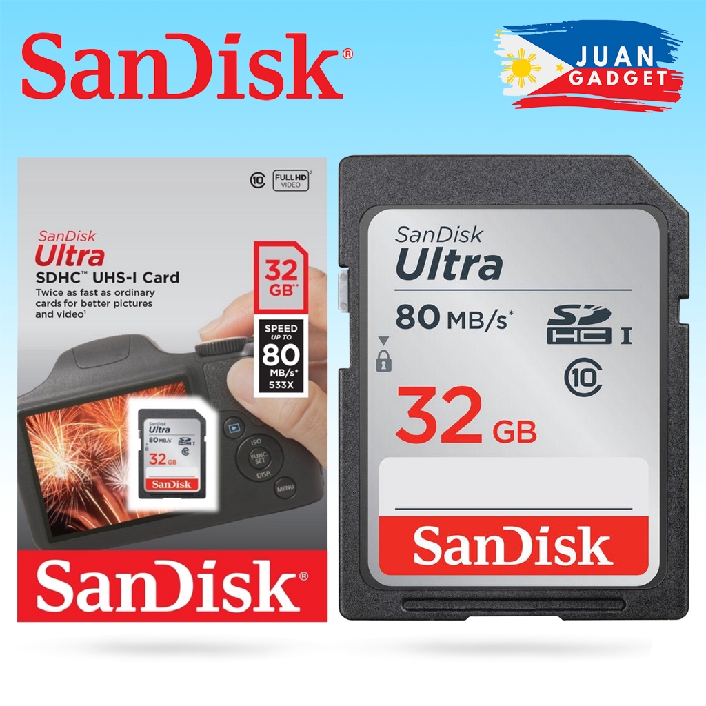 Sandisk Ultra 32gb Sd Card Sdhc Uhs I Class 10 80mbs Shopee Philippines 8252