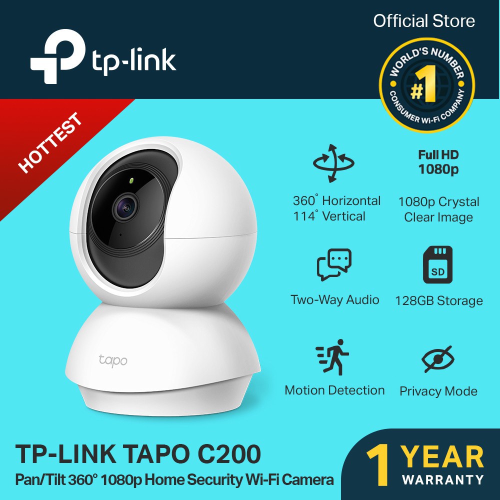 TP Link Tapo C200 360 1080P Pan Tilt Home Security WiFi Camera CCTV