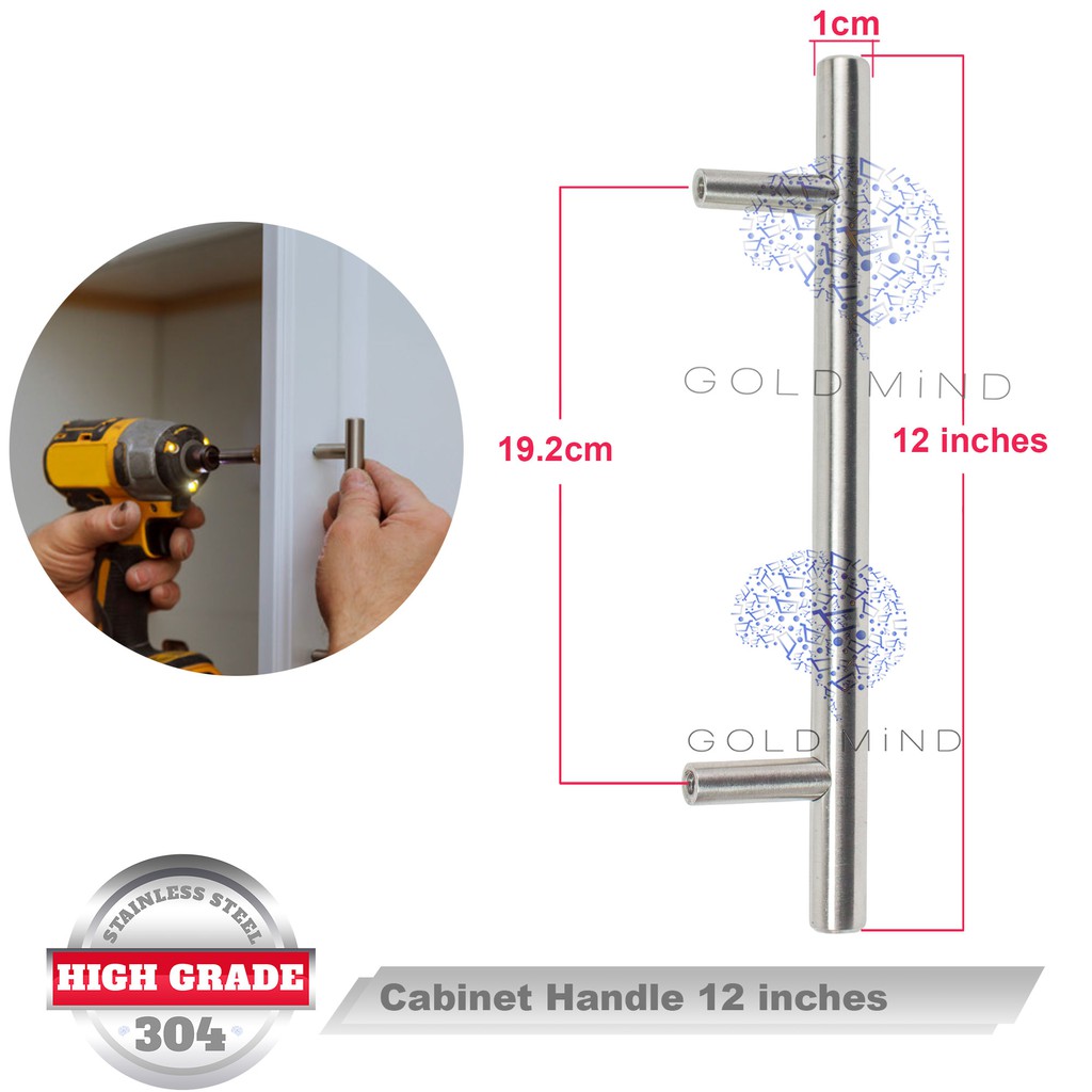 Stainless Steel 304 Kitchen Cabinet Handles Solid T Bar Handle