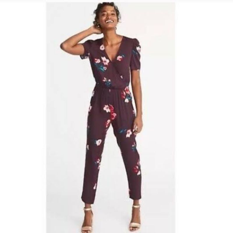 navy floral jumpsuit