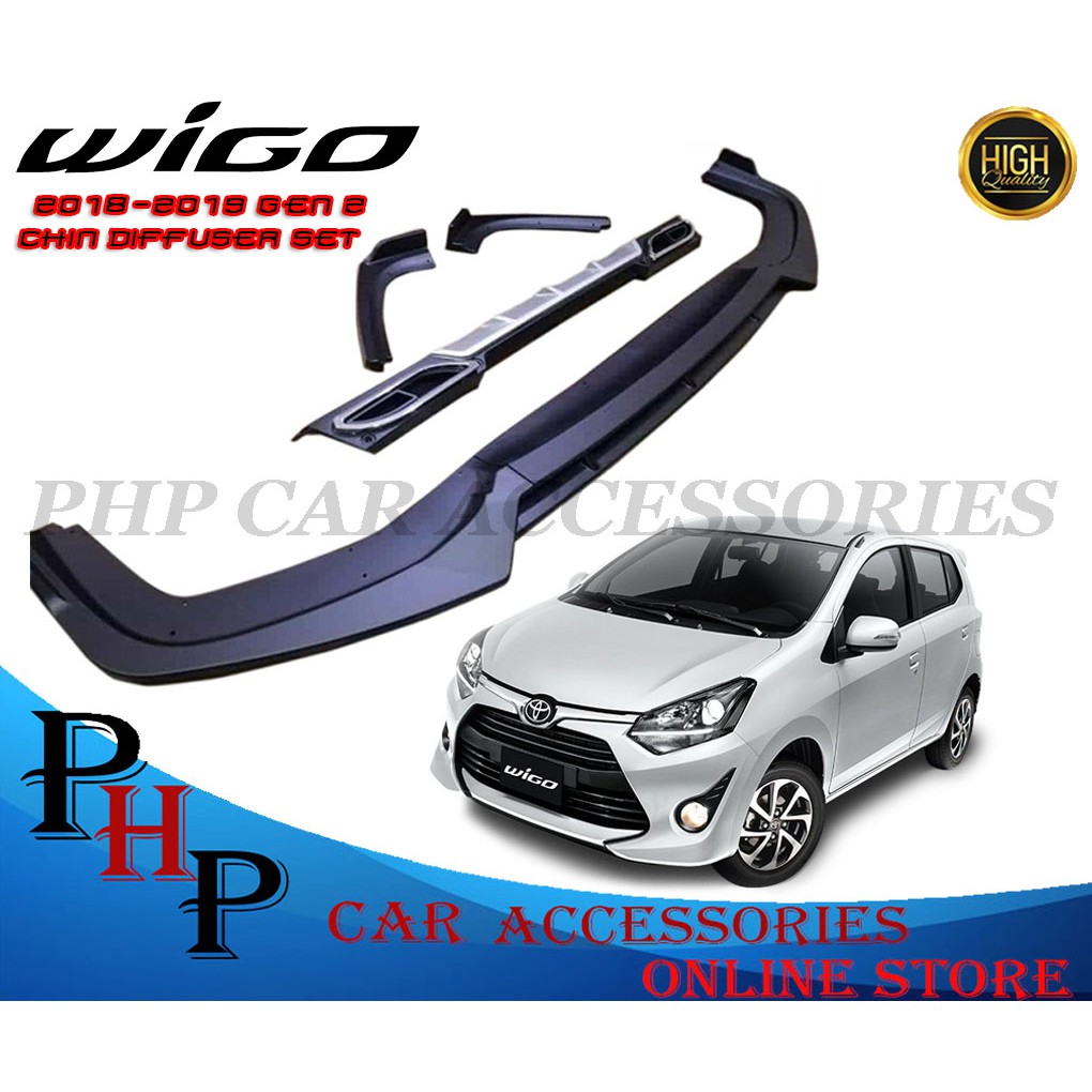 Toyota Wigo 2018-2019 Gen 2 Front and Rear Lip Chin Diffuser Set ...