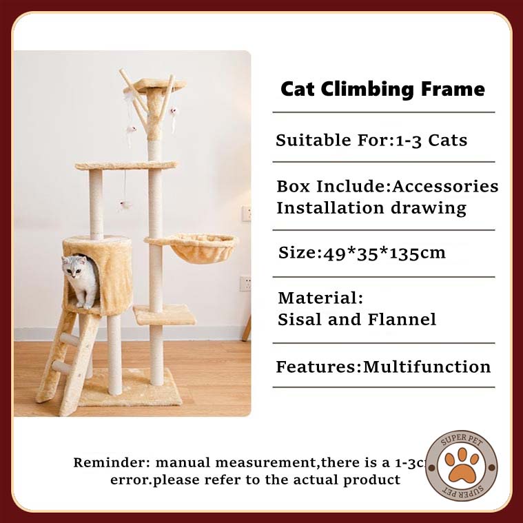 Cats Tree Cat Condo House Five-layer Climbing Tower Frame Grab Column Toy  Pet Jumping Furniture #3