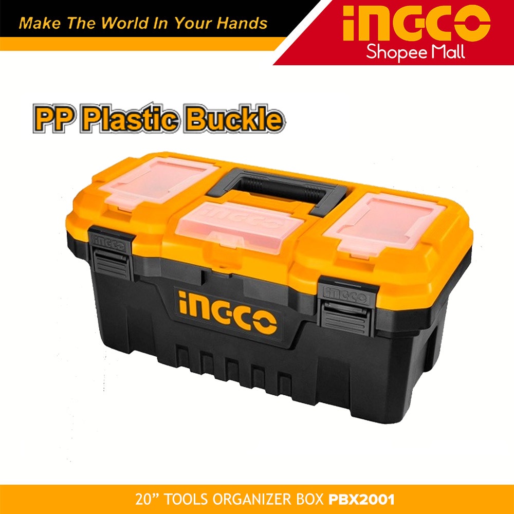 Ingco PBX2001 20" Plastic Tool Box Organizer with Tray 20kg capacity PP