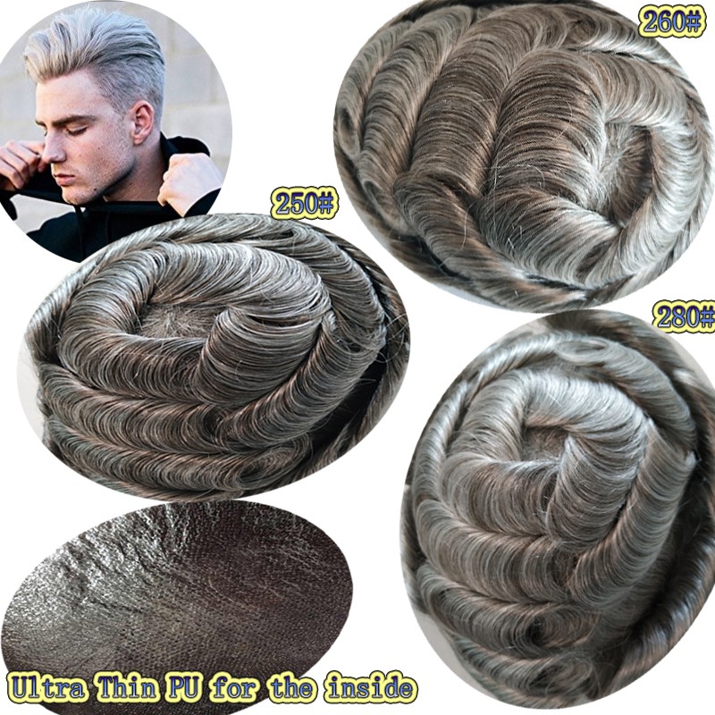 Men Wig Human Hair Toupee For Male Pompadour Style Hair Extensions