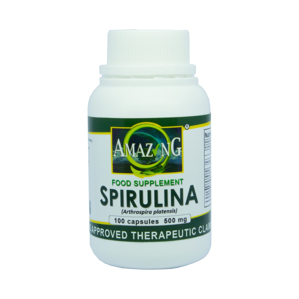 Amazing Food Supplement Spirulina 500mg 100 Pure Powder Capsules