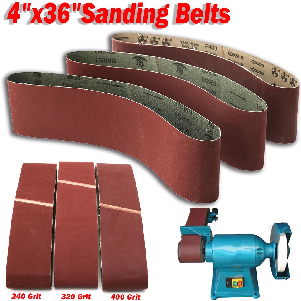 4/'/'x36/'/' Abrasive Sanding Belts Aluminum Oxide Grinding Belt Sander 80-400 Grit