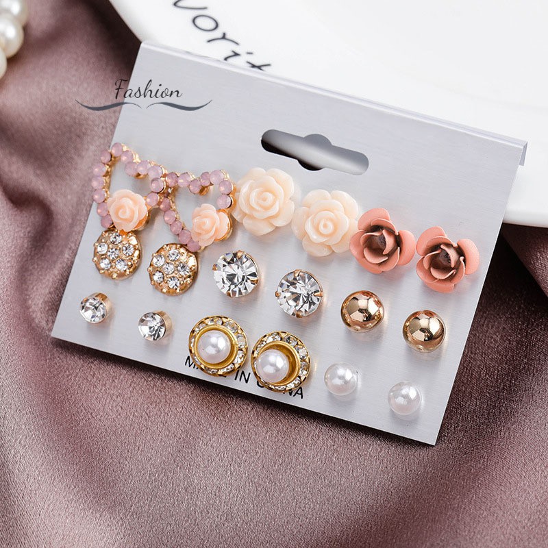 1 Pair Women Fashion Jewelry Cute Flower Lady Elegant Crystal Ear Stud Earrings