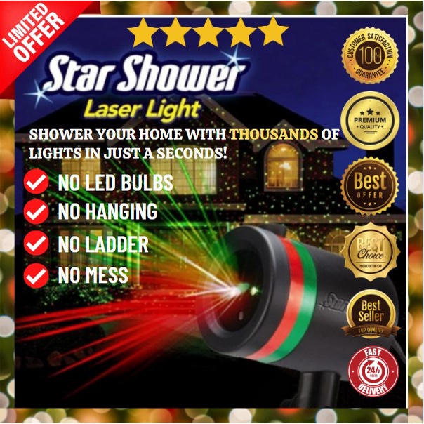 MultiColor Star Shower Projector Star Laser Motion Light Star