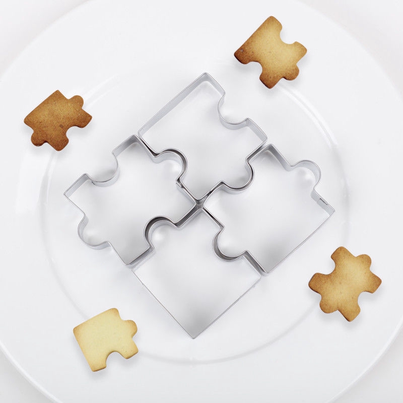 Stainless Steel Jigsaw Pieces Cookie Cutter Baking Puzzle Shaped Mold 6A