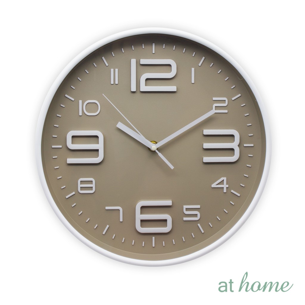 At Home Charles Wall Clock Easy Read Embossed Numbers Analog Home