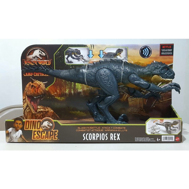 Jurassic World Scorpios Rex by Mattel Camp Cretaceous Slash N' Battle ...