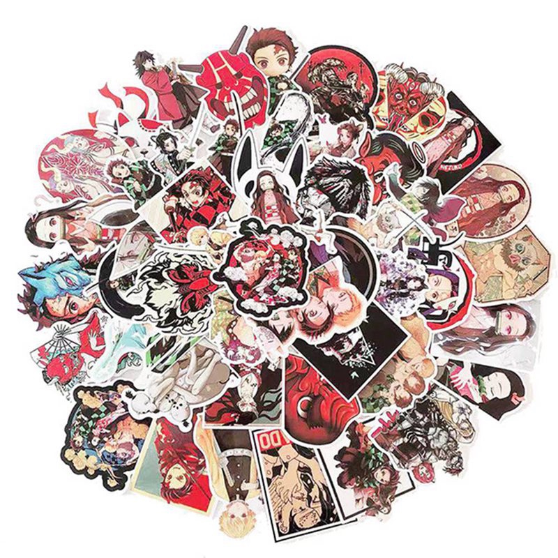 50pcsset anime demon slayer kimetsu no yaiba stickers