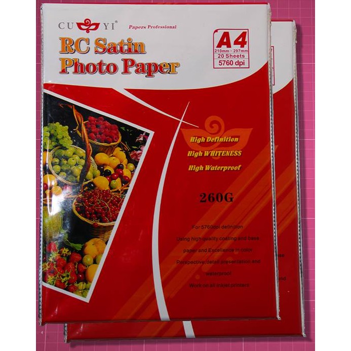 A4 RC SATIN PHOTO PAPER CUYI 20 SHEETS 260GSM Photopaper Shopee Philippines