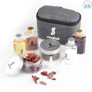 S-S 7 PCS Spice Cruets Set Travel Size Salt Bottle BBQ Sauce Container Anise Bottle Storage Bag Set for Camping Hiking BBQ Self-driving Traveling #7