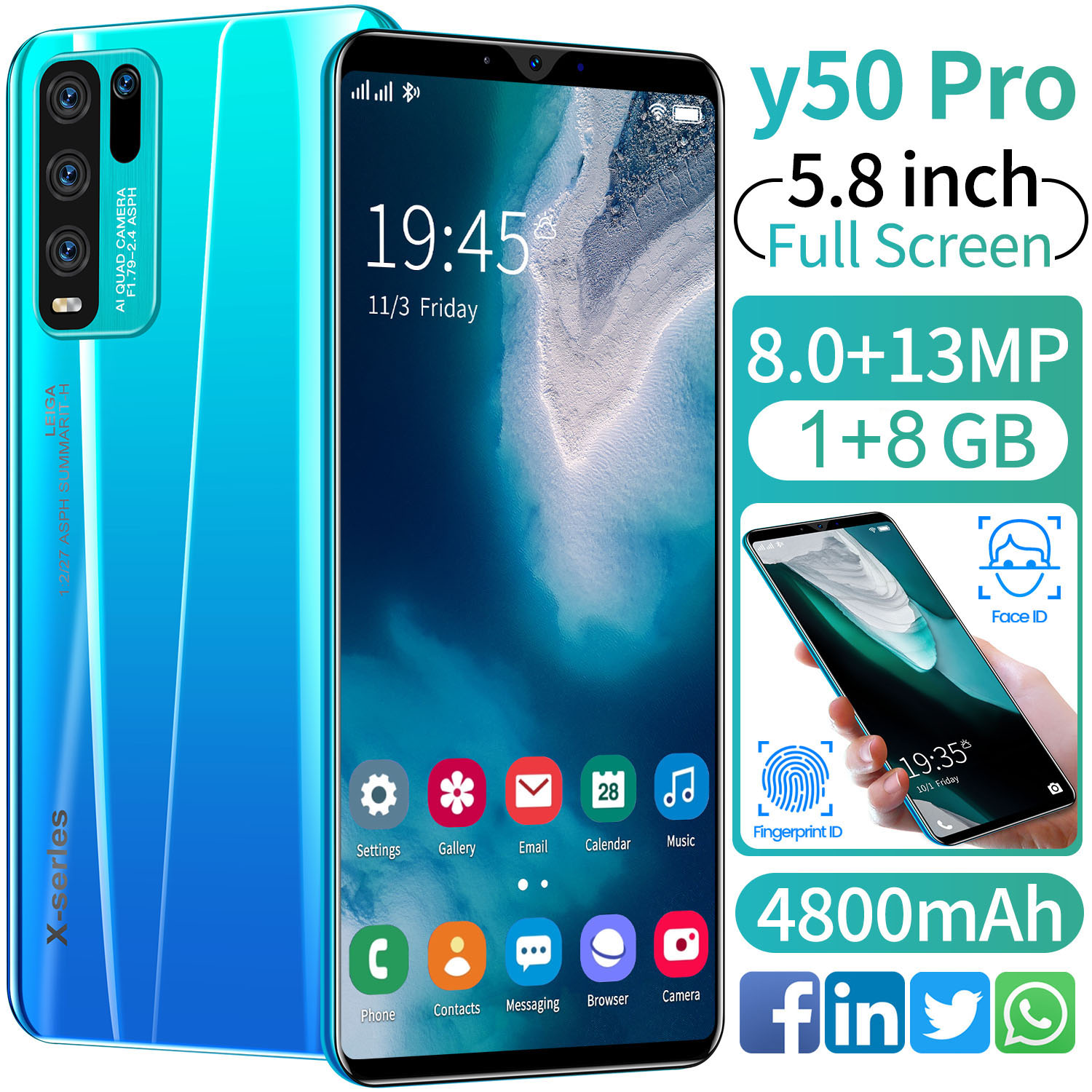 Y50 Pro 5 8 In Phone 1 8gb Camera 8 13mp Telephone Wifi Bluetooth Android Mobile Phone Shopee Philippines