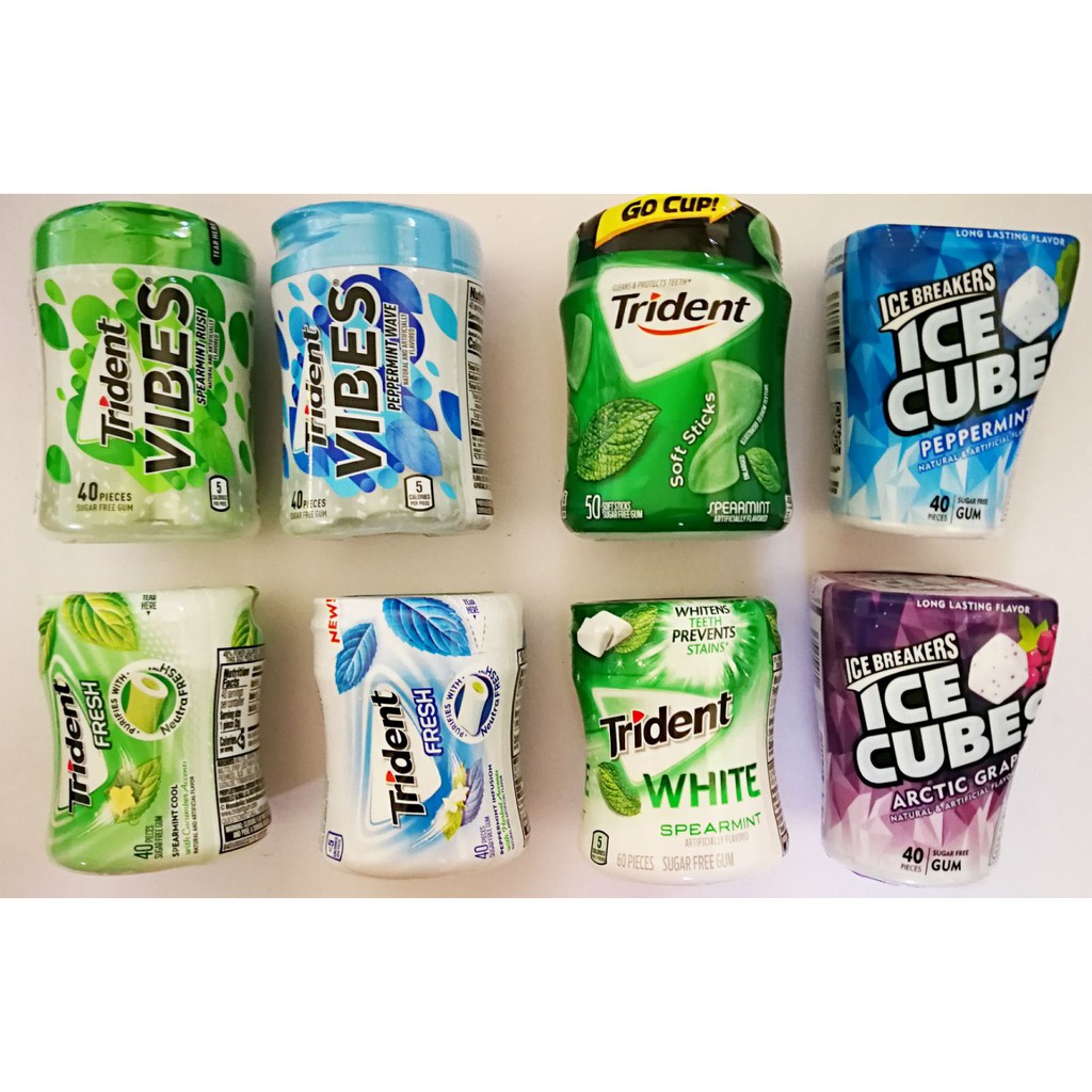 Sugar Free Gum / Freshens Breath / Healthy Gums / Trident Ice Breakers ...