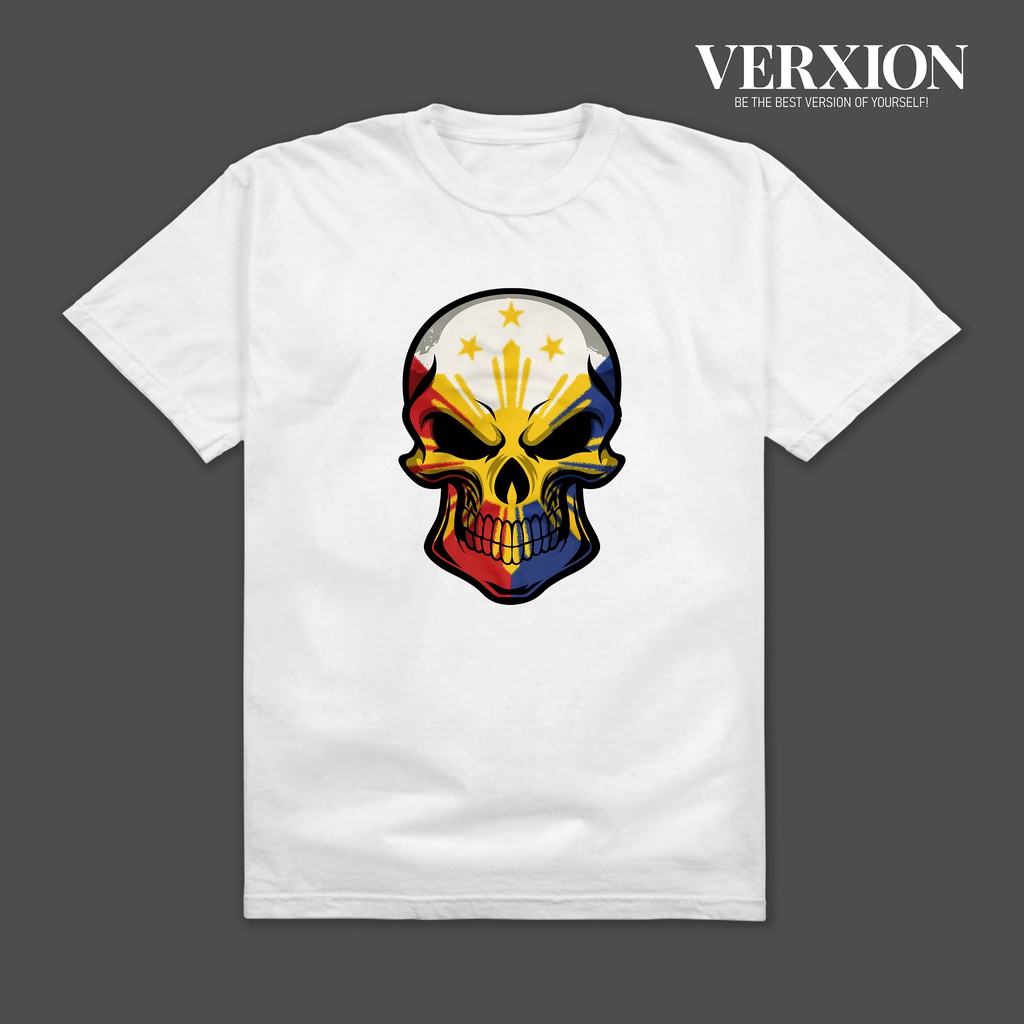 Verxion SKULL WITH PHILIPPINES FLAG Abstract Frenzy T-Shirt #6