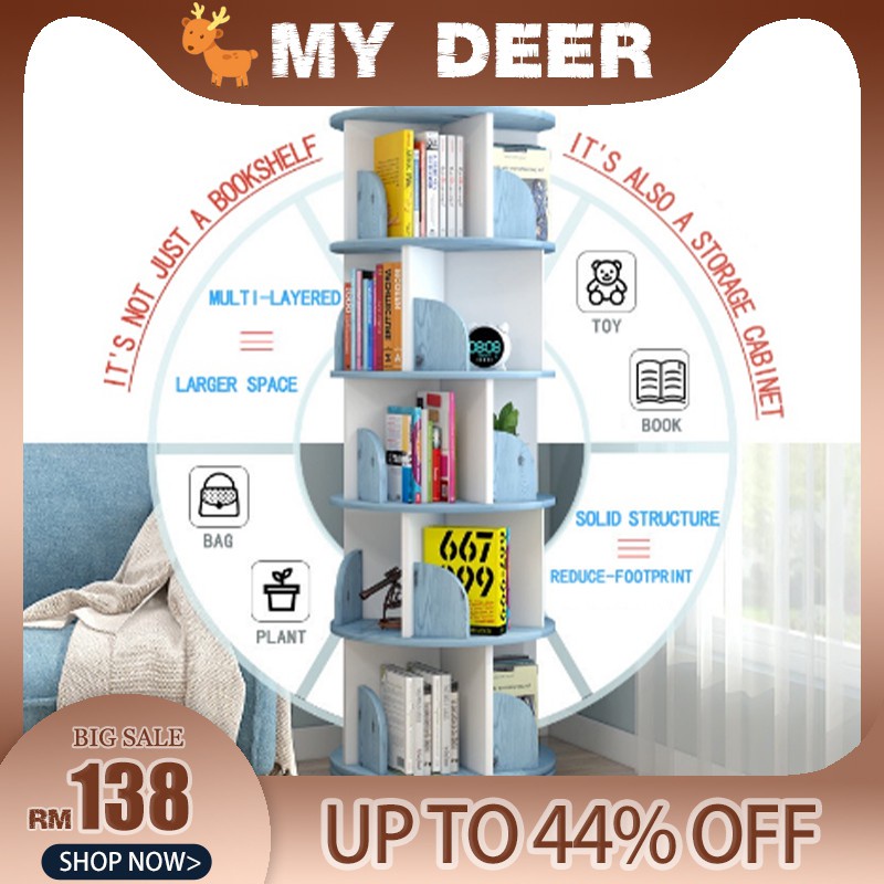 [Ready Stock] MYDEER 360 Rotating Kids Bookshelf Storage Rak