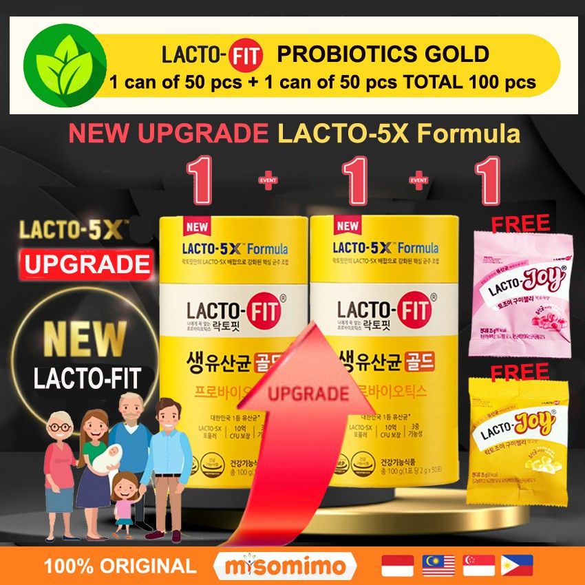 LACTOFIT Probiotic Gold 50 pcs 1+1 for All Ages Lacto Fit Korea + 2