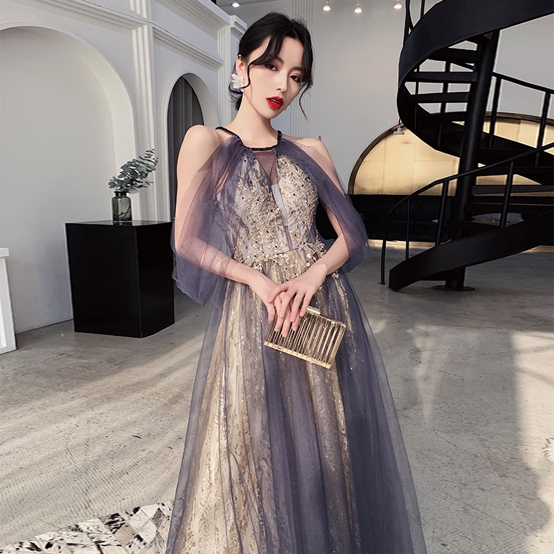 purple evening dress