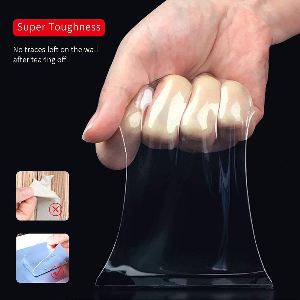 JS Nano Double Sided Tape, Removable Clear Gel Grip Tape, Reusable Traceless