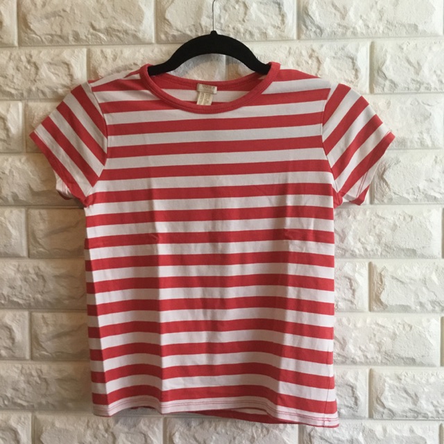 girls red and white striped shirt