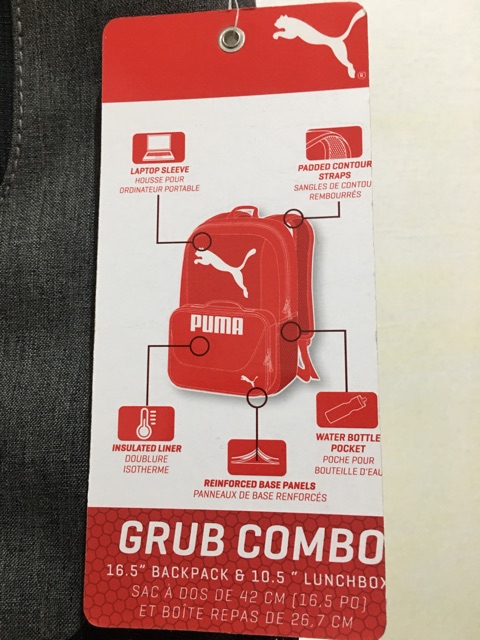puma backpack with lunchbox