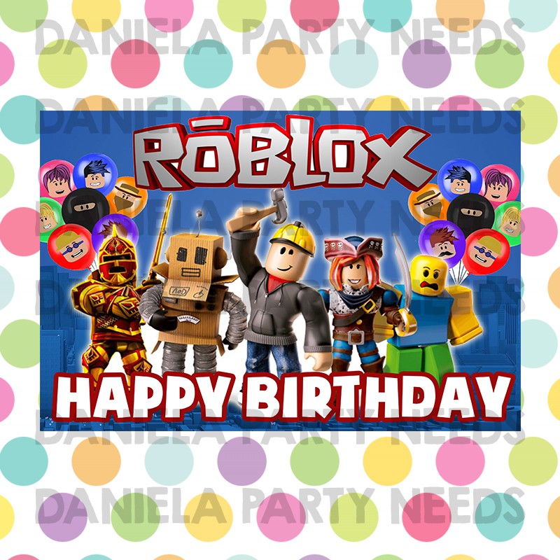 Roblox Birthday Theme Poster Roblocks Theme Party Banner Design Blue Shopee Philippines - roblox theme
