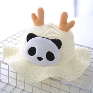 #G Cute Baby Hat Straw With Wave Panda Sun Hats Cap Gift For Kids #4