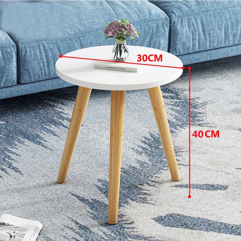 Nordic Small Round Table Wooden Solid Wood Side Table Sofa Table End