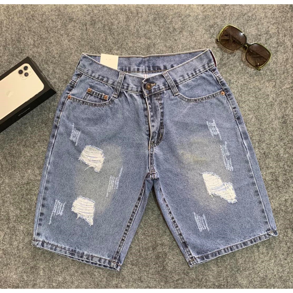 men short Men Denim Ripped Shorts Makapal Maong (not stretch) | Shopee ...