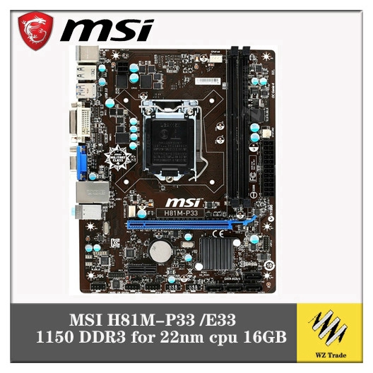 original motherboard for MSI H81 H81MP33 /E33 LGA 1150 DDR3 for 22nm